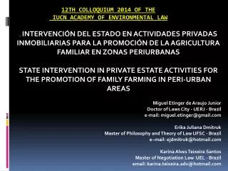 12th colloquium 2014 of the iucn academy of environmental law