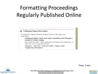 Formatting Proceedings Regularly Published Online