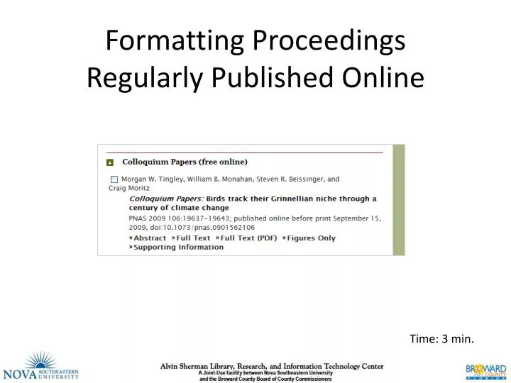 formatting proceedings regularly published online