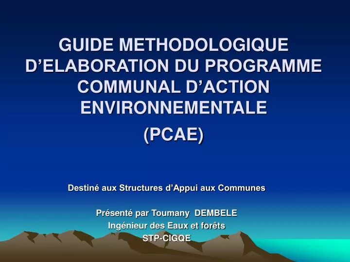 guide methodologique d elaboration du programme communal d action environnementale pcae