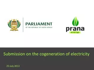 Submission on the cogeneration of electricity