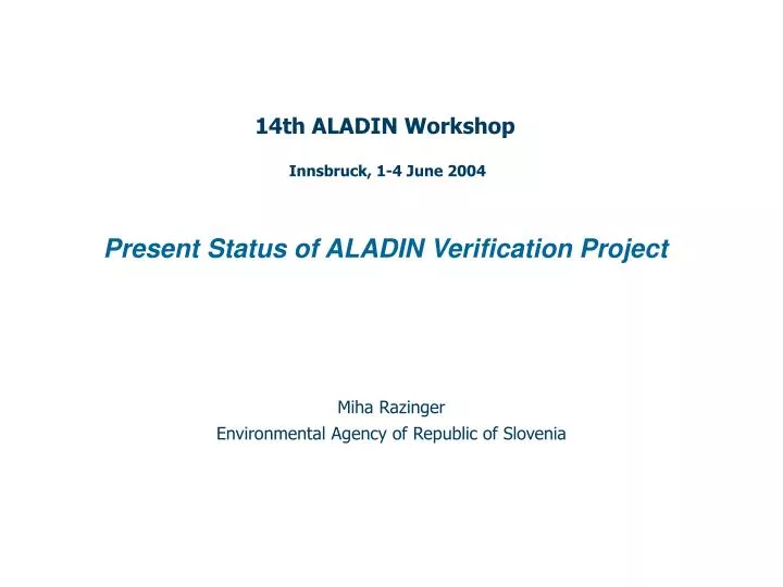 miha razinger environmental agency of republic of slovenia