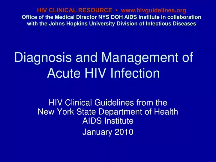 diagnosis and management of acute hiv infection