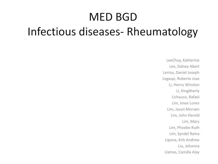 med bgd infectious diseases rheumatology