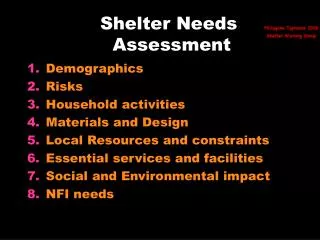Shelter Needs Assessment