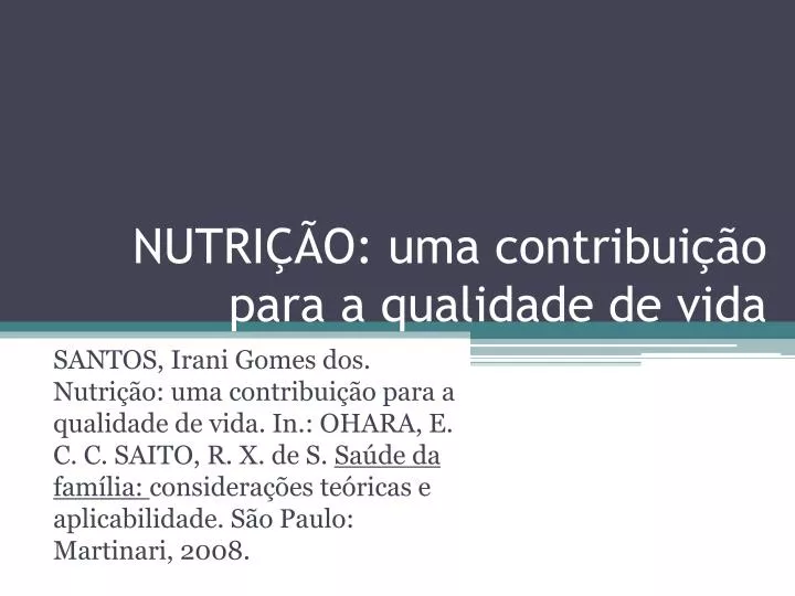 nutri o uma contribui o para a qualidade de vida