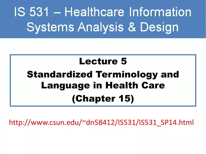 lecture 5 standardized terminology and language in health care chapter 15