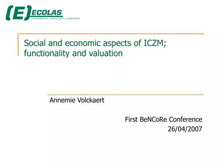 social and economic aspects of iczm functionality and valuation