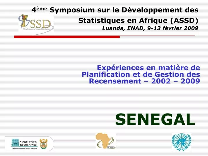4 me symposium sur le d veloppement des statistiques en afrique assd luanda enad 9 13 f vrier 2009
