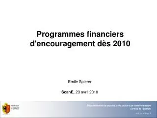 programmes financiers d encouragement d s 2010