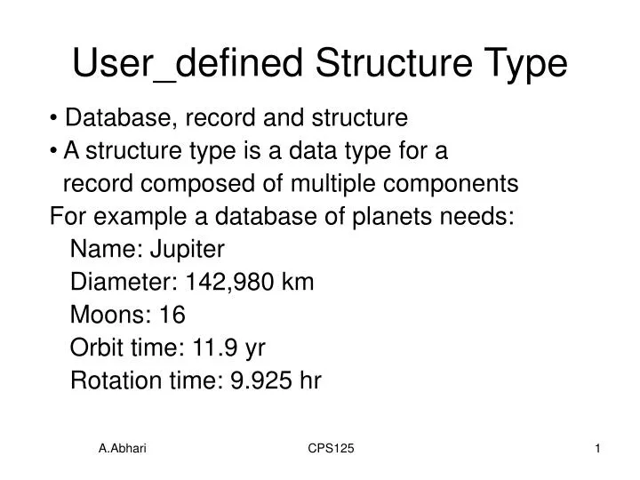 user defined structure type