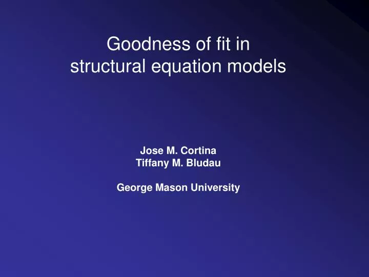 goodness of fit in structural equation models