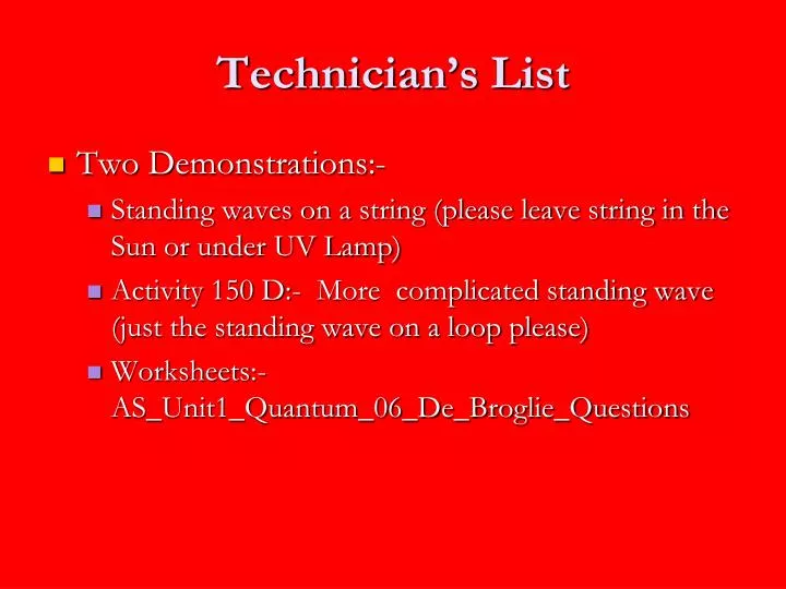 technician s list