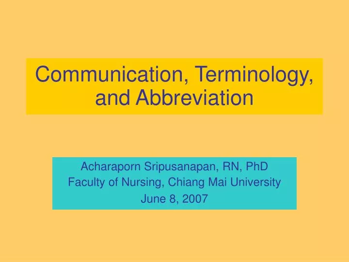 communication terminology and abbreviation