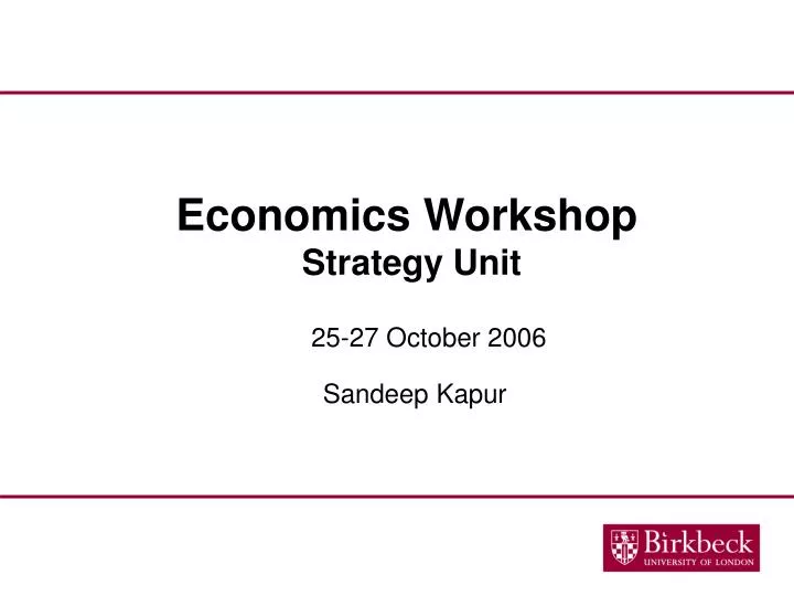 economics workshop strategy unit