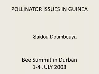 POLLINATOR ISSUES IN GUINEA Bee Summit in Durban 1 -4 JULY 2008