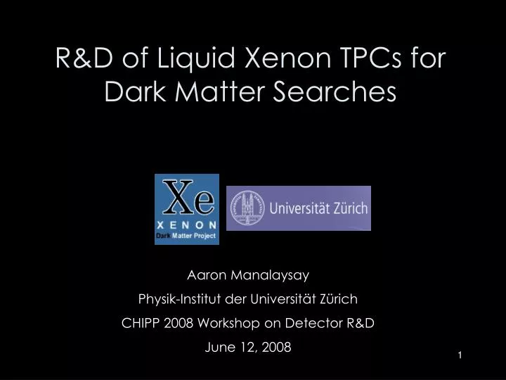 r d of liquid xenon tpcs for dark matter searches