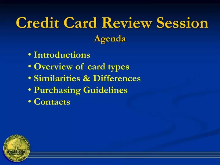 credit card review session agenda
