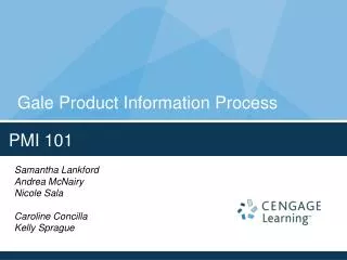 Gale Product Information Process