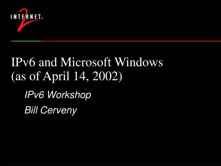 ipv6 and microsoft windows as of april 14 2002