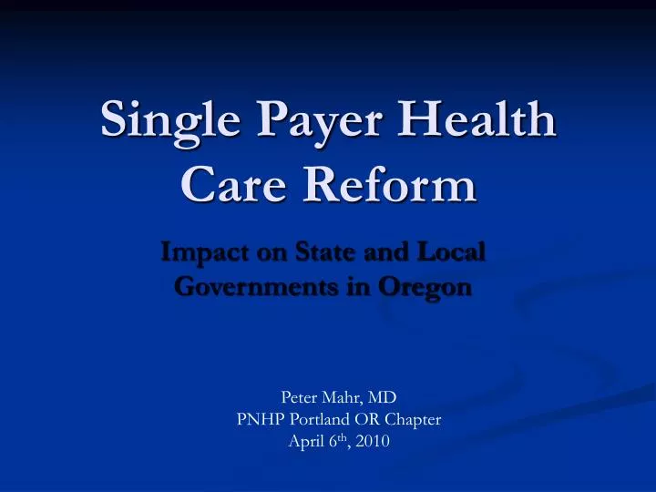 single payer health care reform