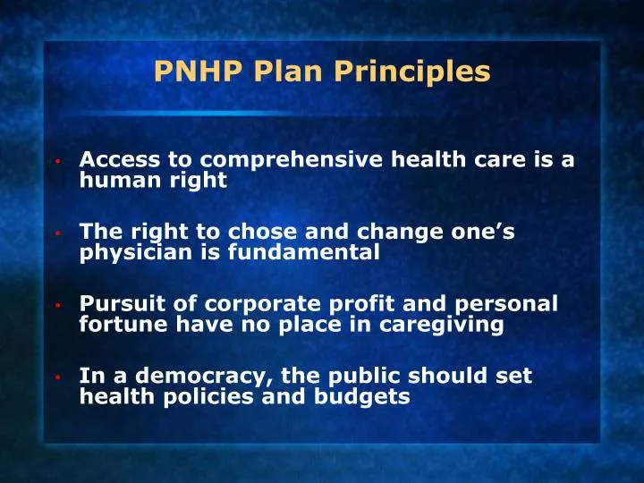pnhp plan principles