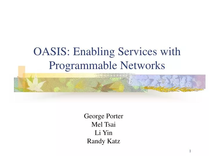 oasis enabling services with programmable networks
