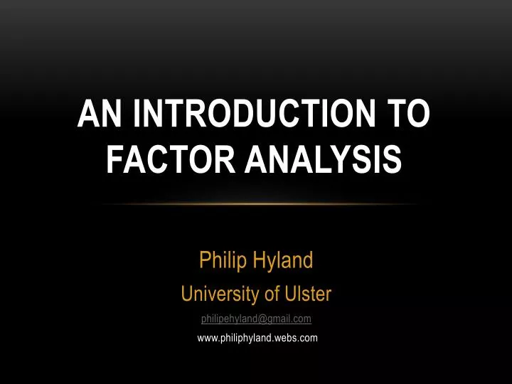 an introduction to factor analysis