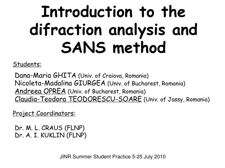 introduction to the difraction analysis and sans method