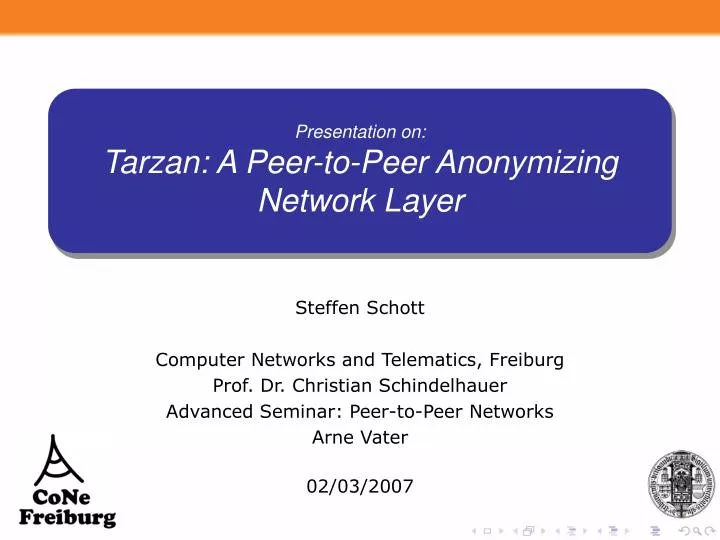 presentation on tarzan a peer to peer anonymizing network layer