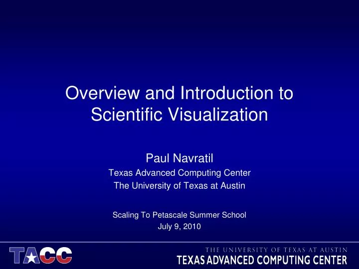 overview and introduction to scientific visualization