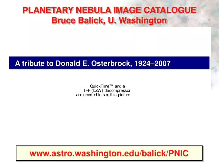 www astro washington edu balick pnic