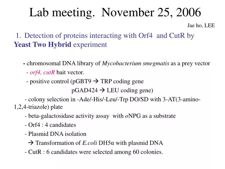 lab meeting november 25 2006