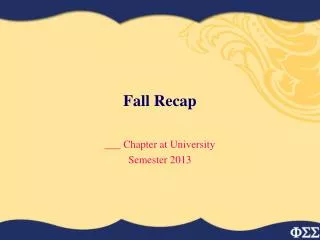 Fall Recap
