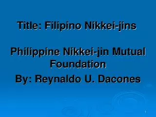 Title: Filipino Nikkei-jins