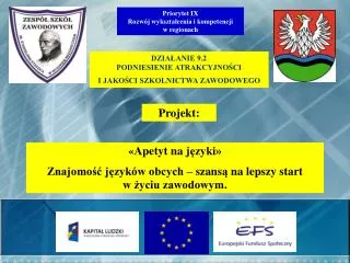 «Apetyt na j ęzyki» Znajomość języków obcych – szans ą na lepszy start w życiu zawodowym.