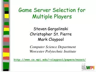 Game Server Selection for Multiple Players
