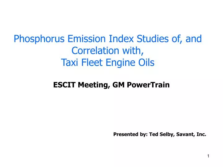 phosphorus emission index studies of and correlation with taxi fleet engine oils