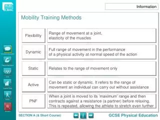 Mobility Training Methods