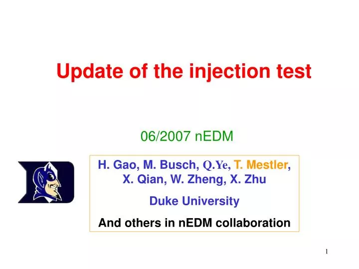 update of the injection test