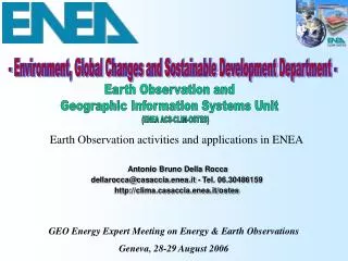 - Environment, Global Changes and Sostainable Development Department -