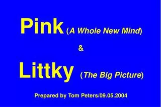 Pink ( A Whole New Mind ) &amp; Littky ( The Big Picture ) Prepared by Tom Peters/09.05.2004