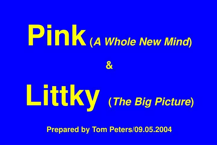 pink a whole new mind littky the big picture prepared by tom peters 09 05 2004