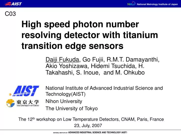 high speed photon number resolving detector with titanium transition edge sensors