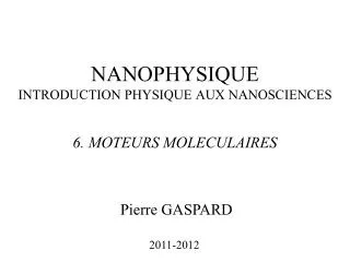 NANOPHYSIQUE INTRODUCTION PHYSIQUE AUX NANOSCIENCES