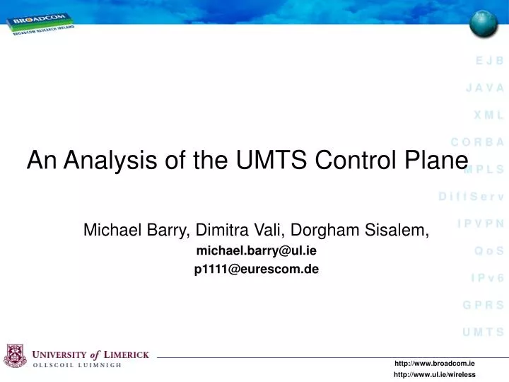 an analysis of the umts control plane