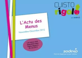 l actu des menus novembre d cembre 2012