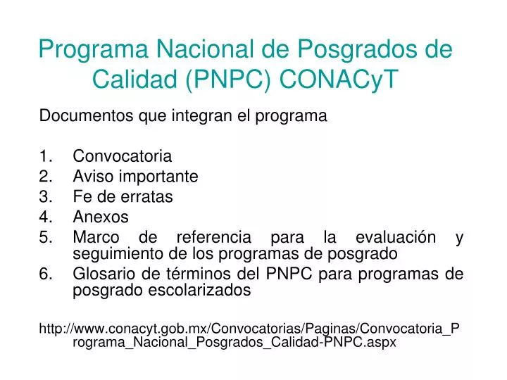 programa nacional de posgrados de calidad pnpc conacyt