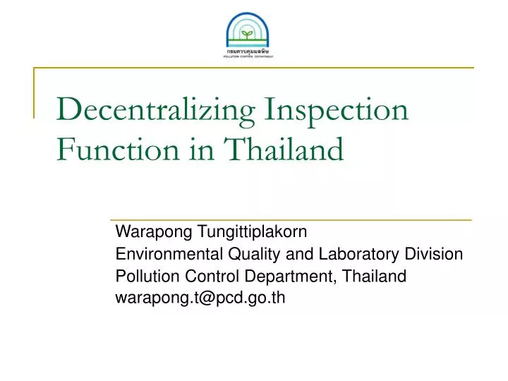 decentralizing inspection function in thailand