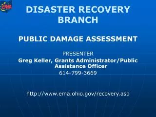 DISASTER RECOVERY BRANCH